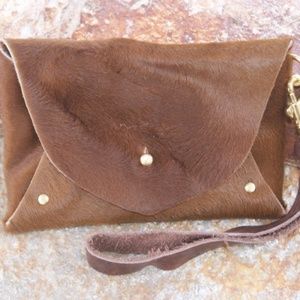 Moo Young Calf Hair On Hide Leather Wristlet
